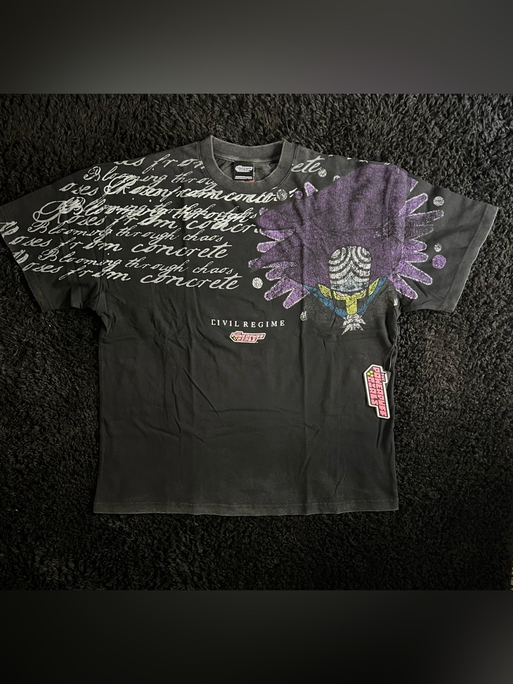 Civil Regime Black Short-Sleeve Graphic Tee with Purple Accents